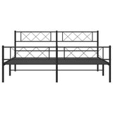 Metal Bed Frame without Mattress with Footboard Black 183x203 cm King