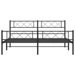 Metal Bed Frame without Mattress with Footboard Black 183x203 cm King