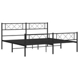 Metal Bed Frame without Mattress with Footboard Black 183x203 cm King - 45-Degree Angle