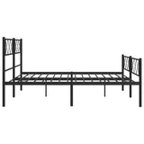 Metal Bed Frame without Mattress with Footboard Black 183x203 cm King - Rear View