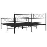Metal Bed Frame without Mattress with Footboard Black 183x203 cm King - Close-Up Angle