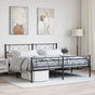Metal Bed Frame without Mattress with Footboard Black 183x203 cm King