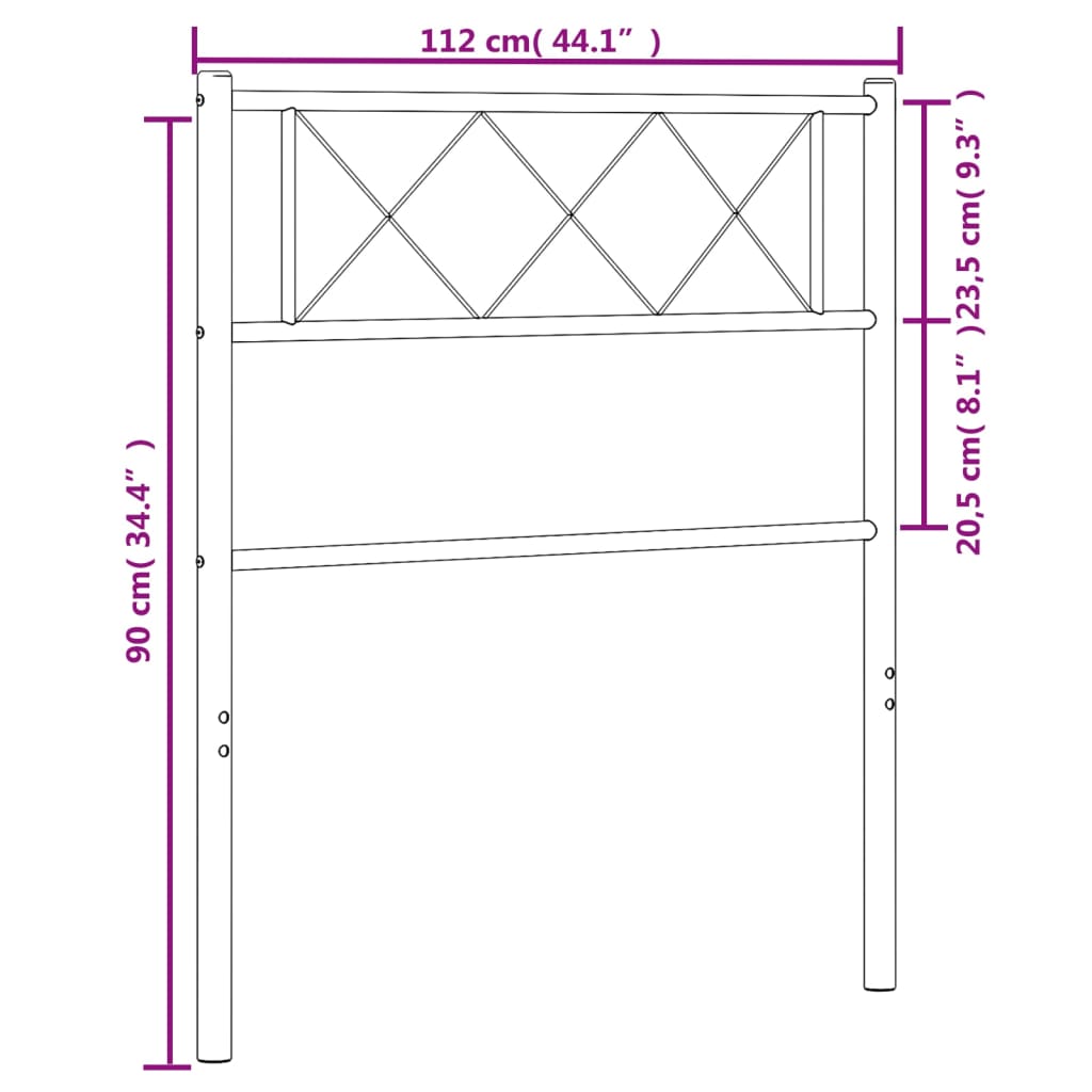 Metal Replace Headboard Black 107 cm
