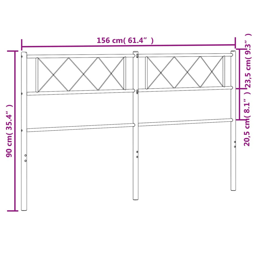 Metal Replace Headboard Black 150 cm