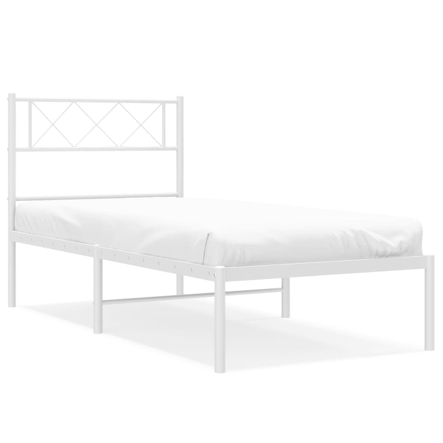 Metal Bed Frame without Mattress with Headboard White 90x190 cm
