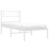 Metal Bed Frame without Mattress with Headboard White 90x190 cm
