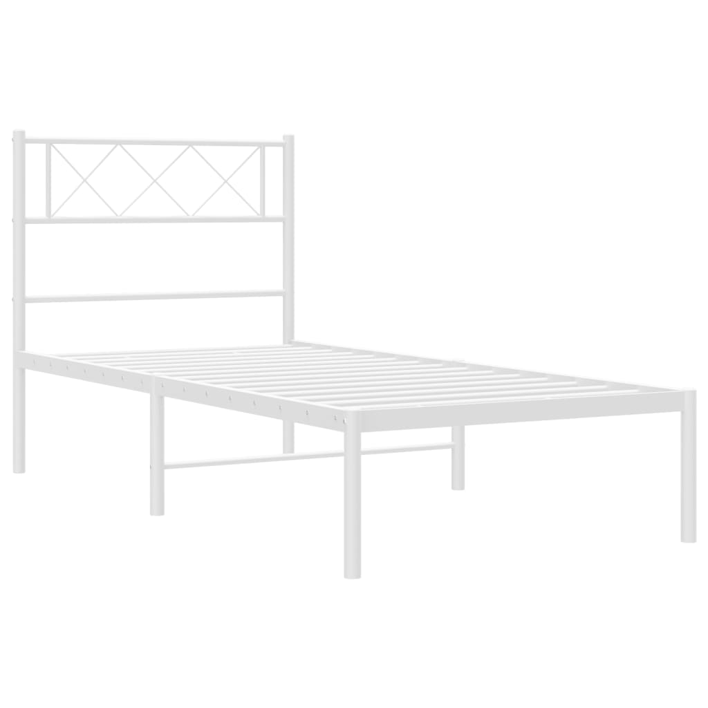 Metal Bed Frame without Mattress with Headboard White 90x190 cm