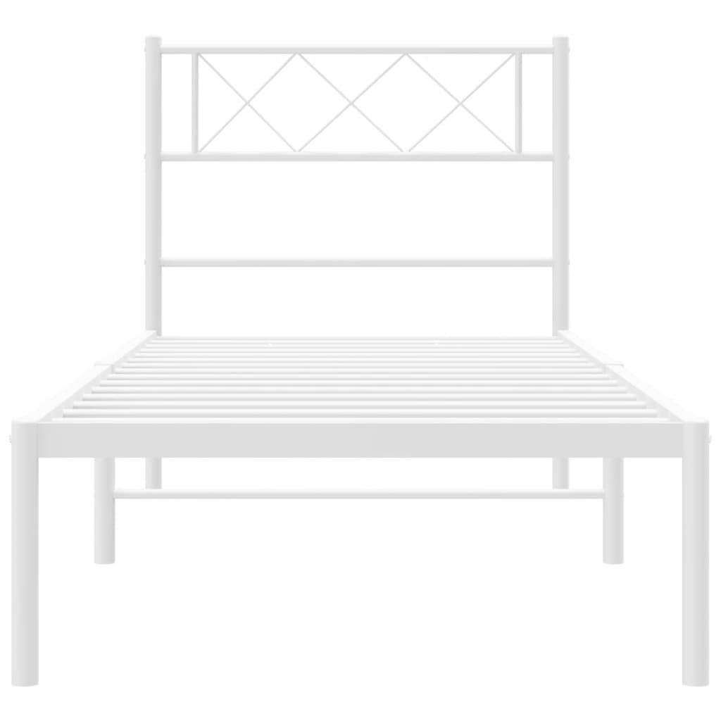 Metal Bed Frame without Mattress with Headboard White 90x190 cm