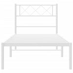 Metal Bed Frame without Mattress with Headboard White 90x190 cm