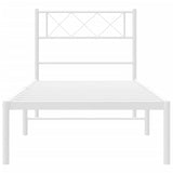 Metal Bed Frame without Mattress with Headboard White 90x190 cm - 45-Degree Angle