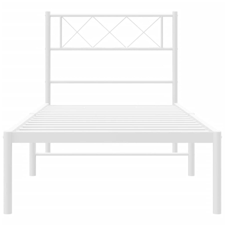 Metal Bed Frame without Mattress with Headboard White 90x190 cm