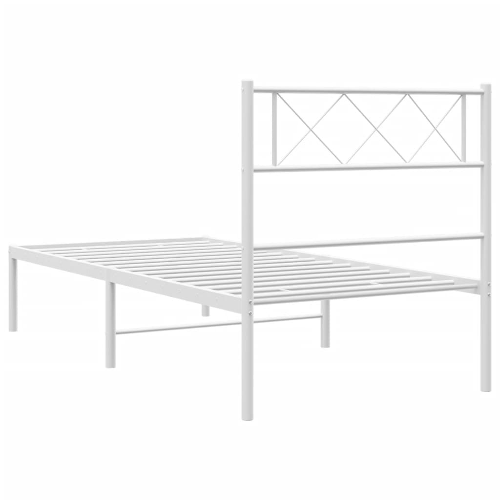 Metal Bed Frame without Mattress with Headboard White 90x190 cm