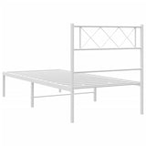 Metal Bed Frame without Mattress with Headboard White 90x190 cm - Close-Up Angle