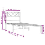 Metal Bed Frame without Mattress with Headboard White 90x190 cm - Extra Image