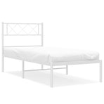 Metal Bed Frame without Mattress with Headboard White 107x203 cm King Single