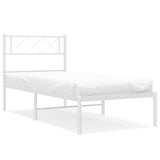 Metal Bed Frame without Mattress with Headboard White 107x203 cm King Single - Front View