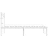 Metal Bed Frame without Mattress with Headboard White 107x203 cm King Single - Rear View