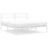 Metal Bed Frame without Mattress with Headboard White 135x190 cm
