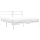 Metal Bed Frame without Mattress with Headboard White 135x190 cm - Top-Down View