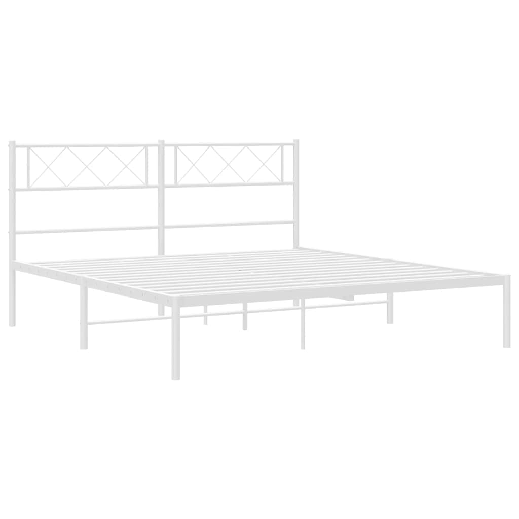 Metal Bed Frame without Mattress with Headboard White 135x190 cm