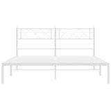 Metal Bed Frame without Mattress with Headboard White 135x190 cm - Rear View