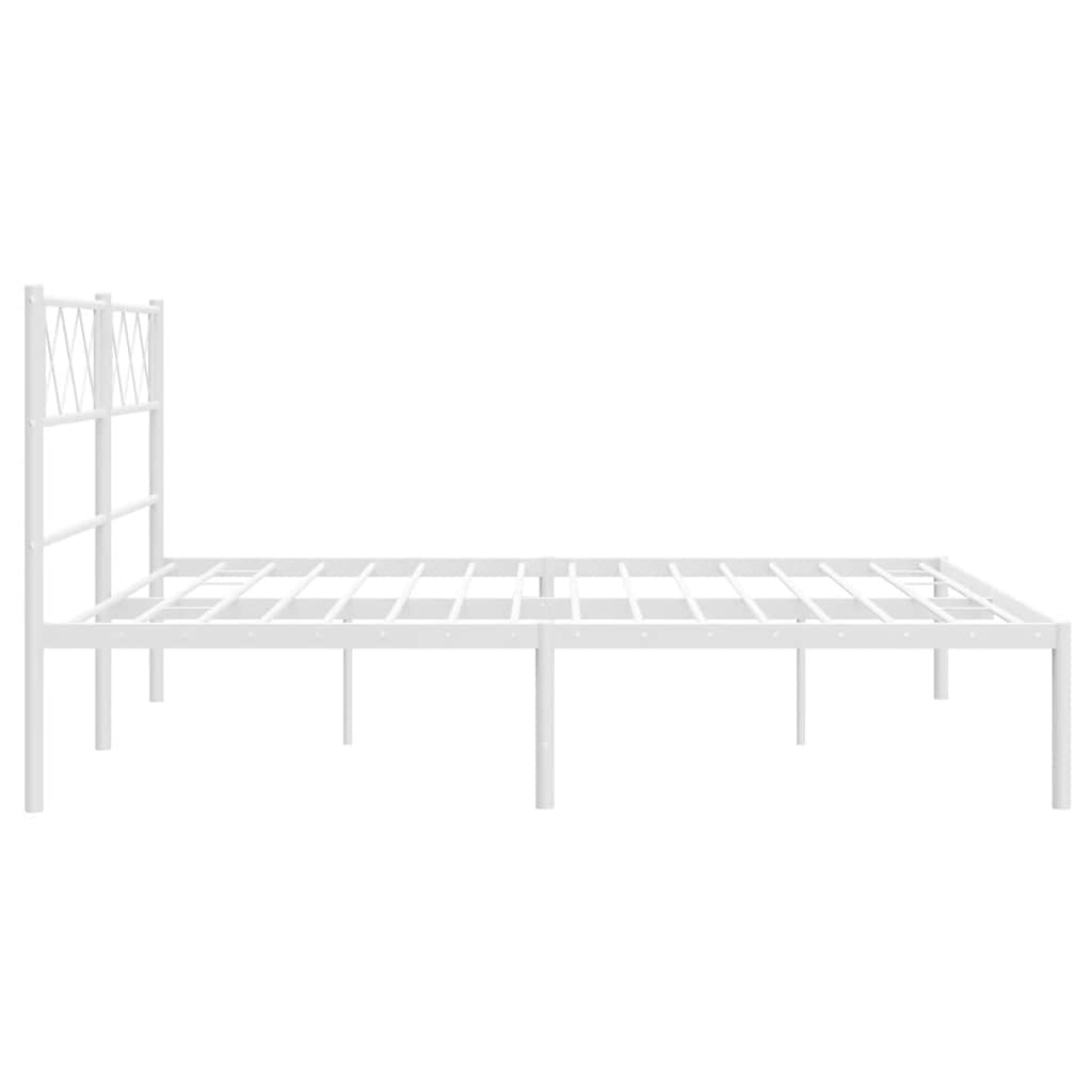 Metal Bed Frame without Mattress with Headboard White 135x190 cm