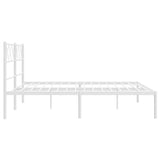 Metal Bed Frame without Mattress with Headboard White 135x190 cm - Close-Up Angle