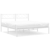 Metal Bed Frame without Mattress with Headboard White 150x200 cm - Front View
