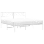 Metal Bed Frame without Mattress with Headboard White 150x200 cm