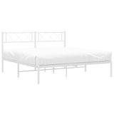 Metal Bed Frame without Mattress with Headboard White 150x200 cm - Top-Down View
