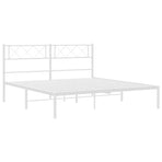 Metal Bed Frame without Mattress with Headboard White 150x200 cm
