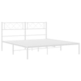 Metal Bed Frame without Mattress with Headboard White 150x200 cm - 45-Degree Angle