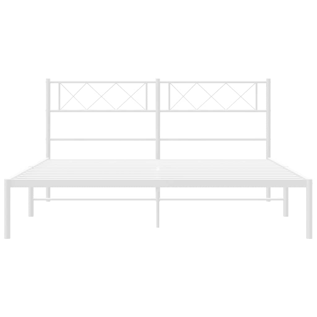 Metal Bed Frame without Mattress with Headboard White 150x200 cm