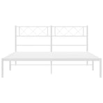 Metal Bed Frame without Mattress with Headboard White 150x200 cm