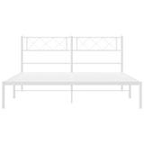 Metal Bed Frame without Mattress with Headboard White 150x200 cm - Rear View