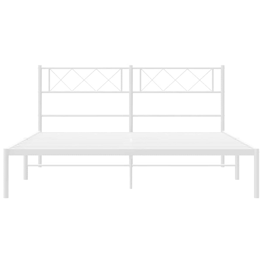Metal Bed Frame without Mattress with Headboard White 150x200 cm