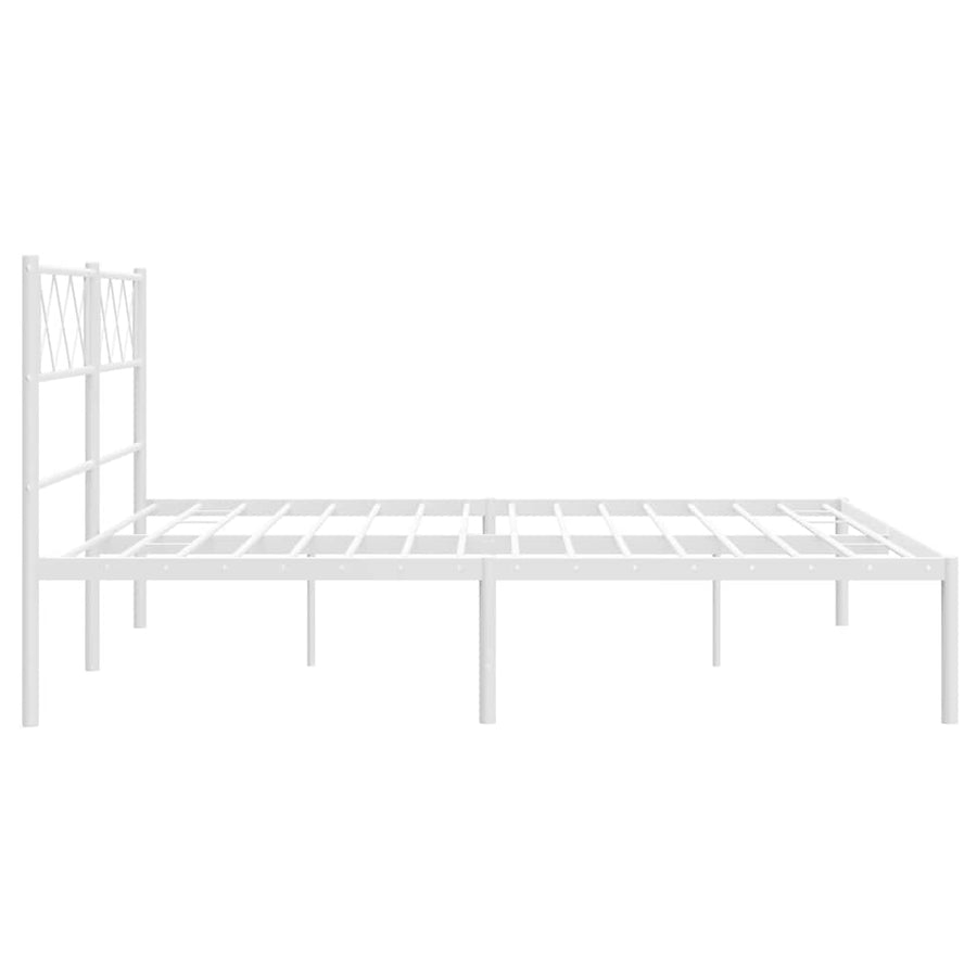 Metal Bed Frame without Mattress with Headboard White 150x200 cm