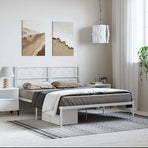 Metal Bed Frame without Mattress with Headboard White 150x200 cm