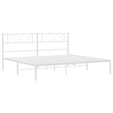 Metal Bed Frame without Mattress with Headboard White 183x203 cm King