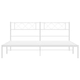 Metal Bed Frame without Mattress with Headboard White 183x203 cm King