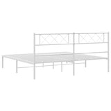 Metal Bed Frame without Mattress with Headboard White 183x203 cm King - Close-Up Angle