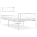 Metal Bed Frame without Mattress with Footboard White 90x190 cm