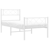 Metal Bed Frame without Mattress with Footboard White 90x190 cm - Side View