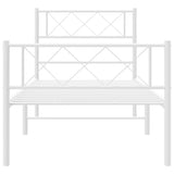 Metal Bed Frame without Mattress with Footboard White 90x190 cm