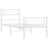Metal Bed Frame without Mattress with Footboard White 90x190 cm - 45-Degree Angle