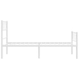 Metal Bed Frame without Mattress with Footboard White 90x190 cm