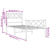 Metal Bed Frame without Mattress with Footboard White 90x190 cm - Extra Image