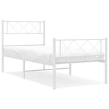 Metal Bed Frame without Mattress with Footboard White 107x203 cm King Single - Front View