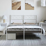 Metal Bed Frame without Mattress with Footboard White 135x190 cm - Side View