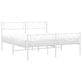 Metal Bed Frame without Mattress with Footboard White 135x190 cm - Top-Down View